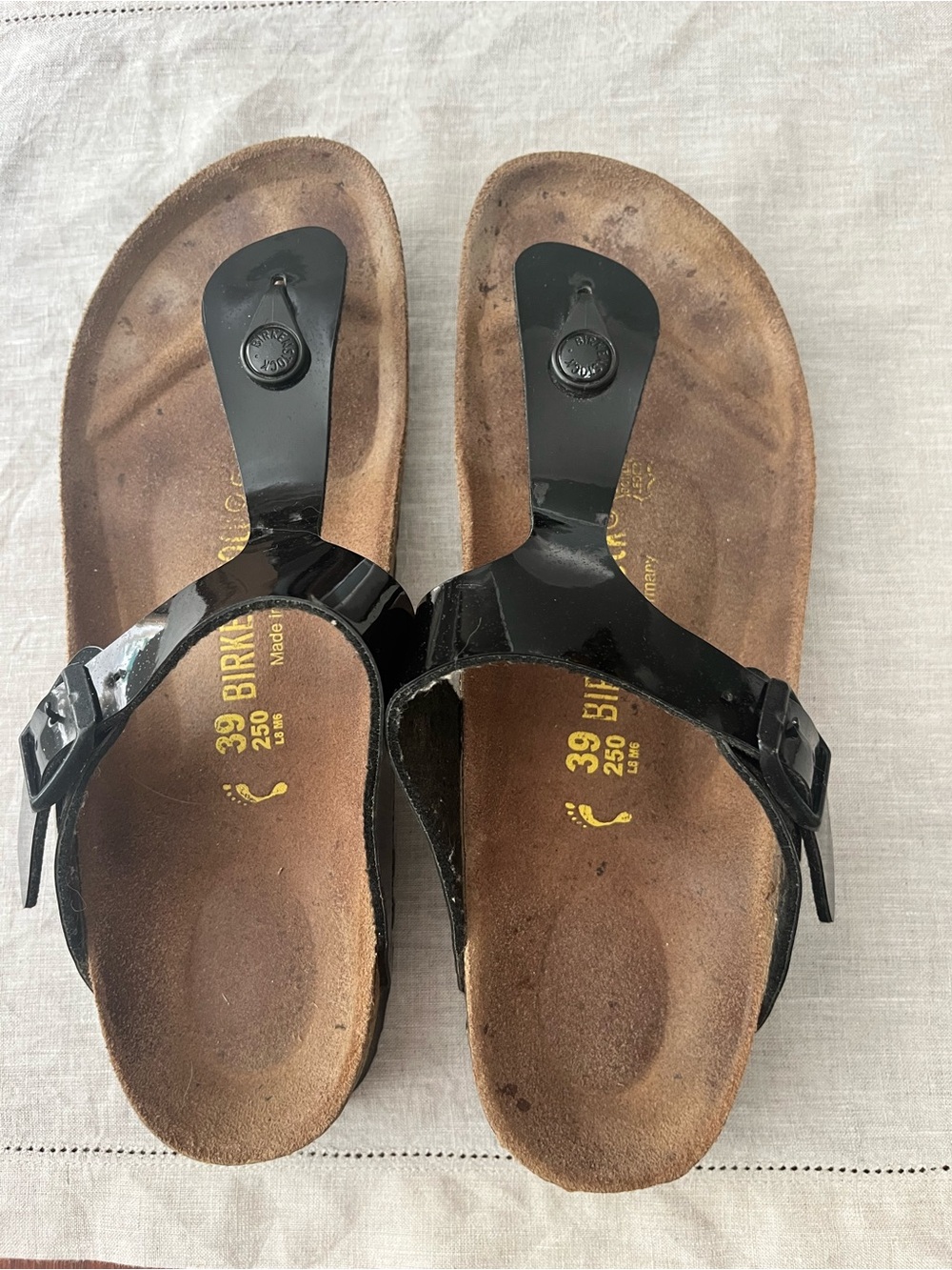 Birkenstock Black Patent Gizeh Sandals